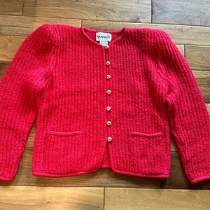 Vtg Tanner red boucle sweater jacket